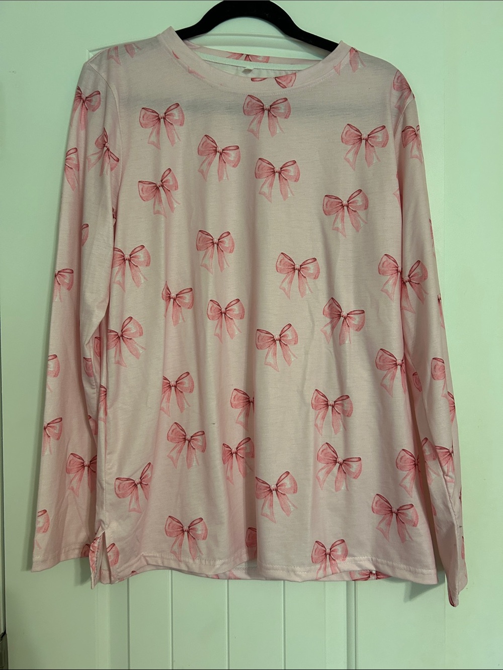 Amazon Pink Long-Sleeve Tee with Pink Bow Motif